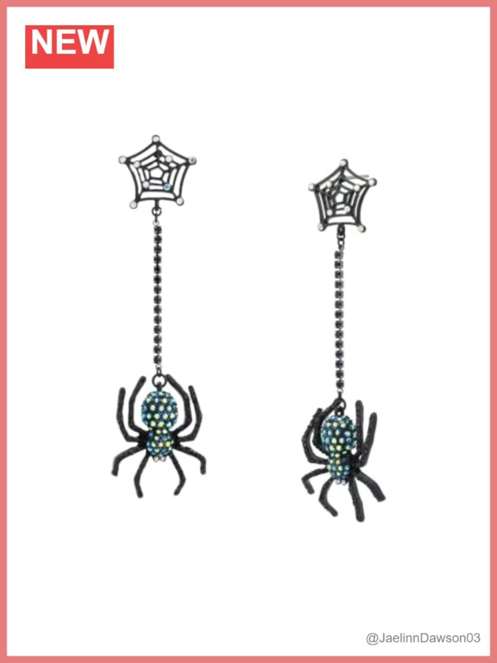 Betsey Johnson Spiderweb Linear Drop Dangle Earrings 4 Inch Halloween Jewelry